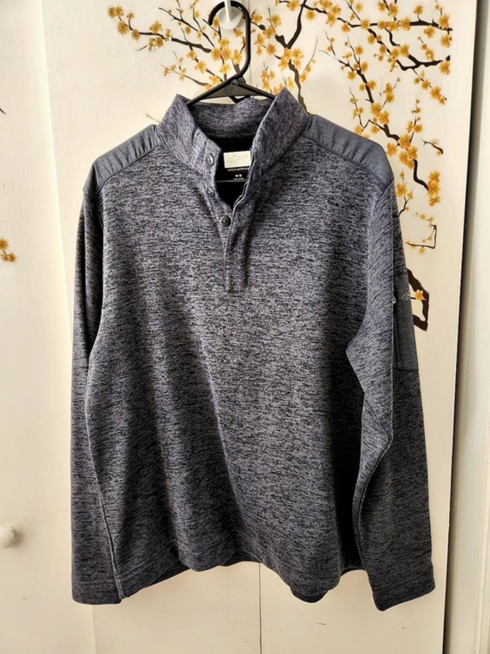Greg Norman Men's Gray Long Sleeve Polo Size Medium